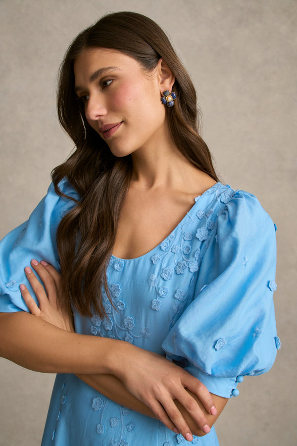Jacquard Event Dress - Sky Blue