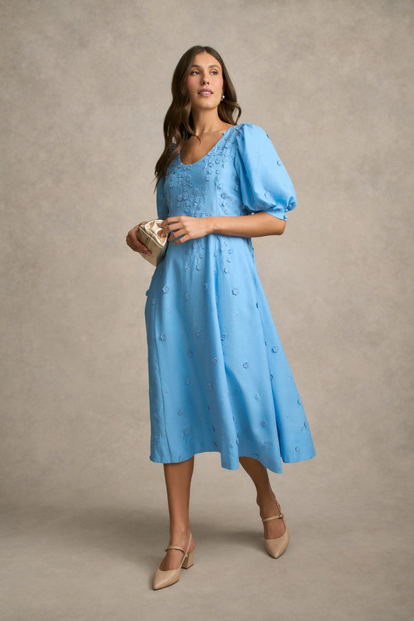 Jacquard Event Dress - Sky Blue