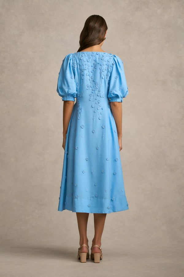 Jacquard Event Dress - Sky Blue