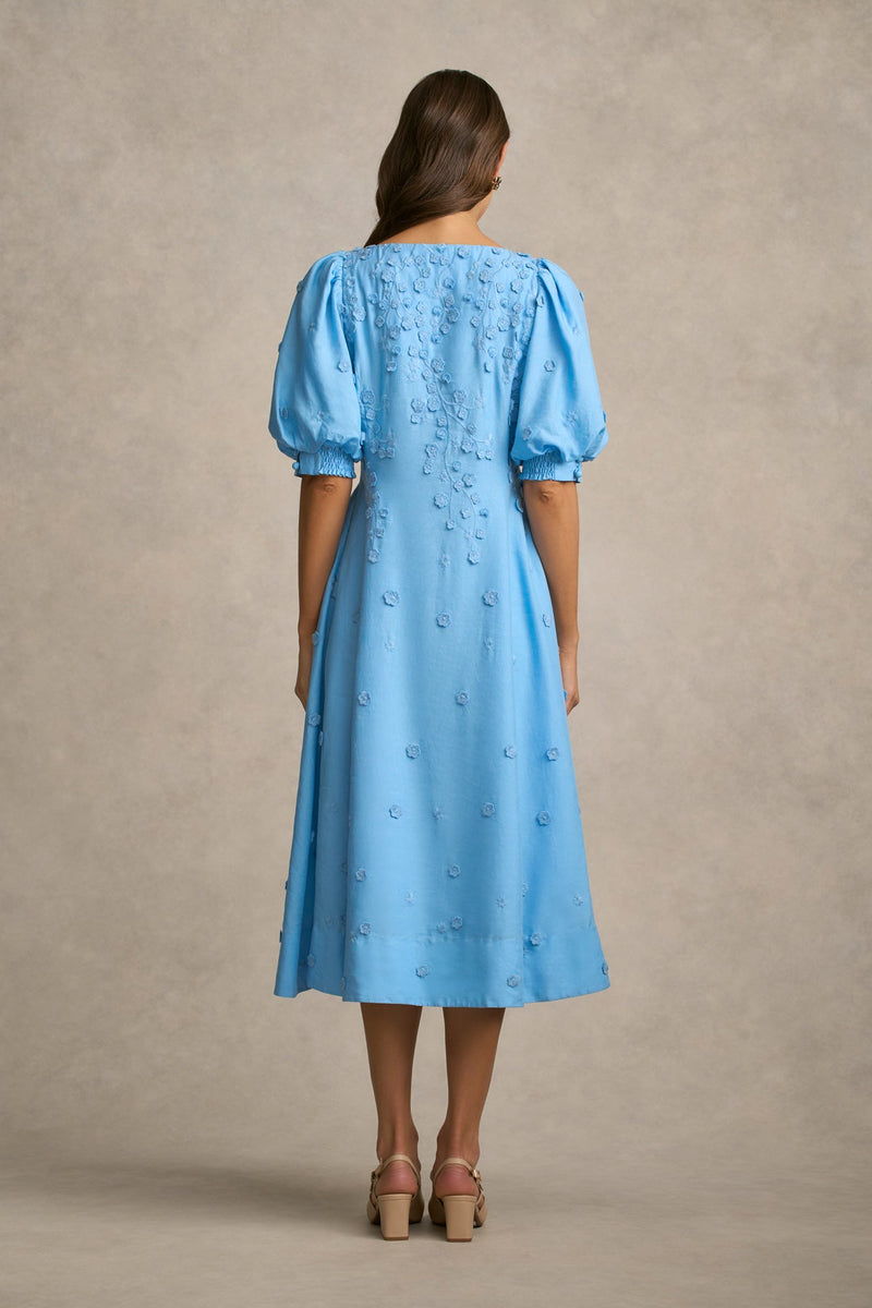Jacquard Event Dress - Sky Blue