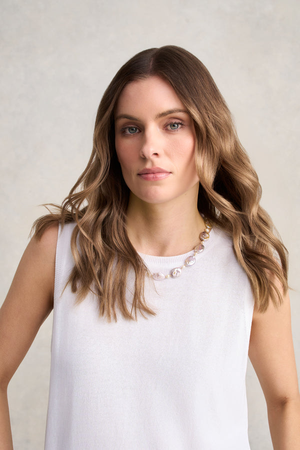 Flat Pearl Necklace – Pink