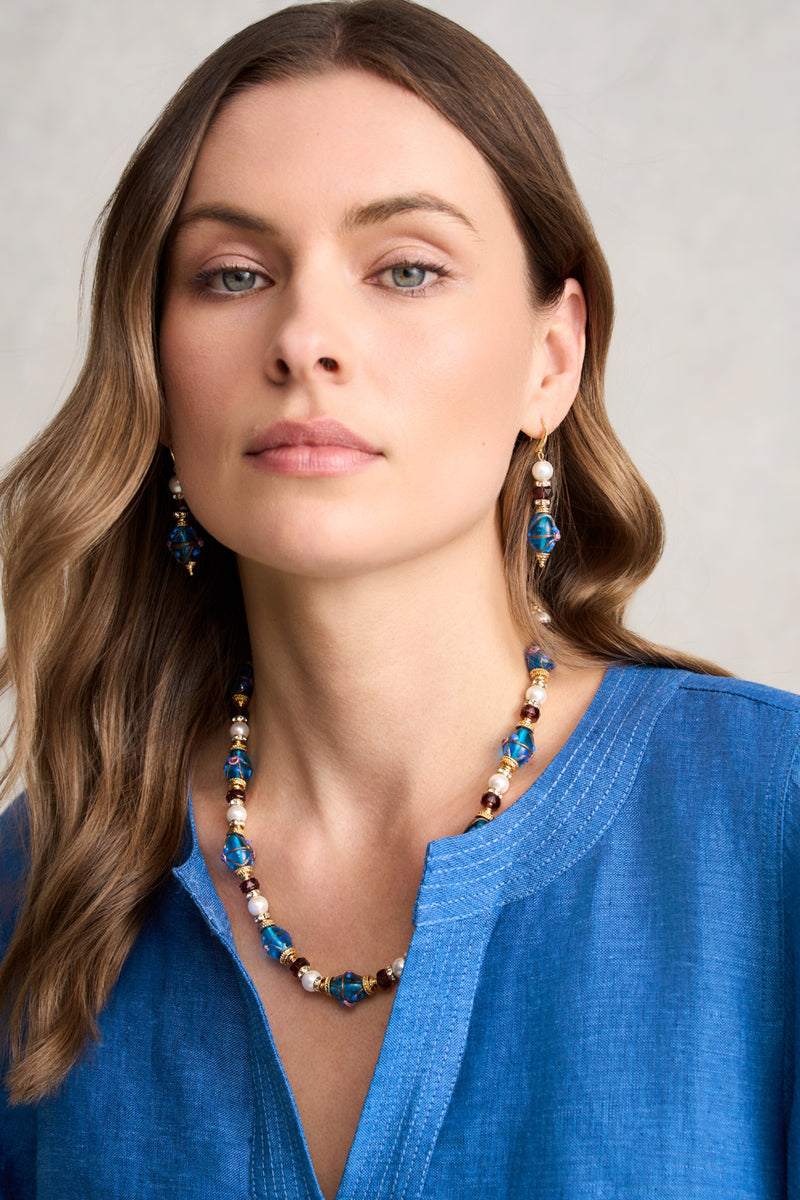 Painted Bead Earrings – Blue