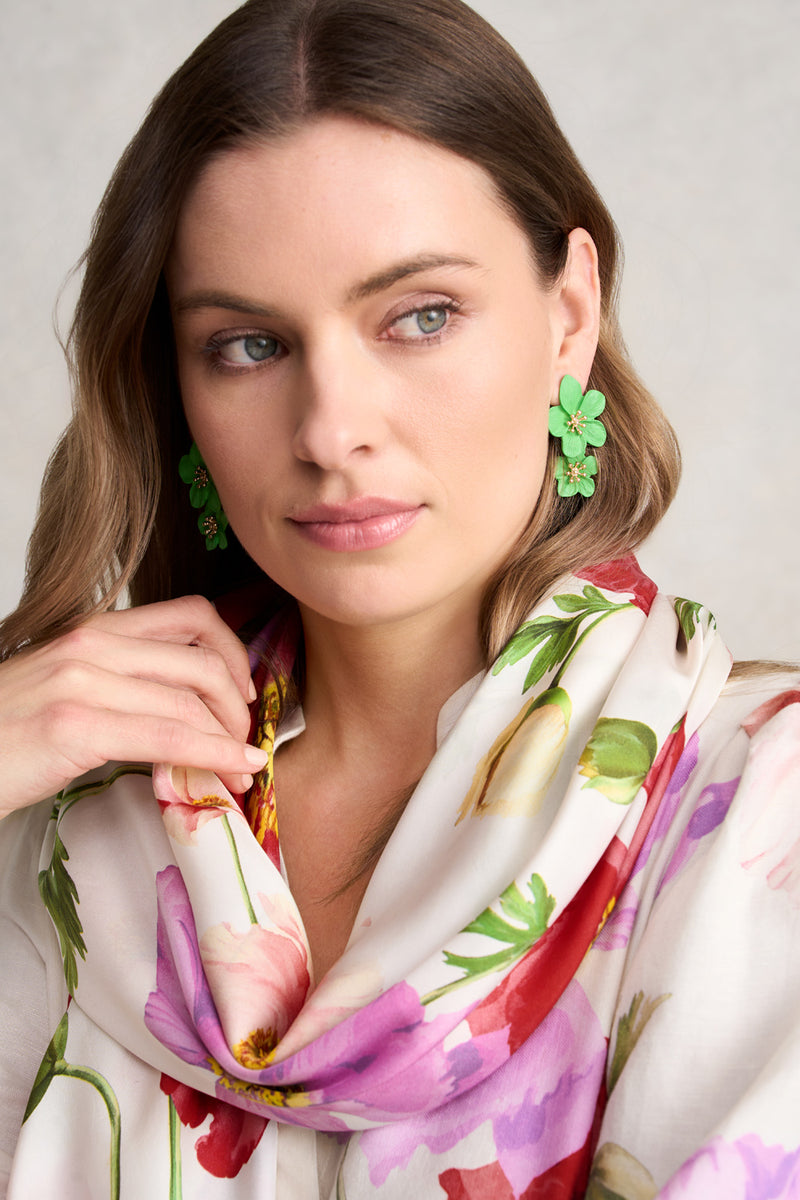 Green Floral Earrings – Green