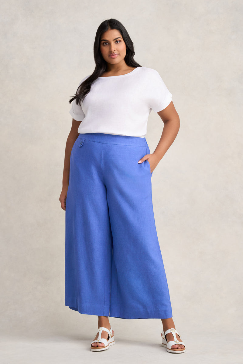 Pocket Detail Wide Leg Pant - Cobalt Cross Dye