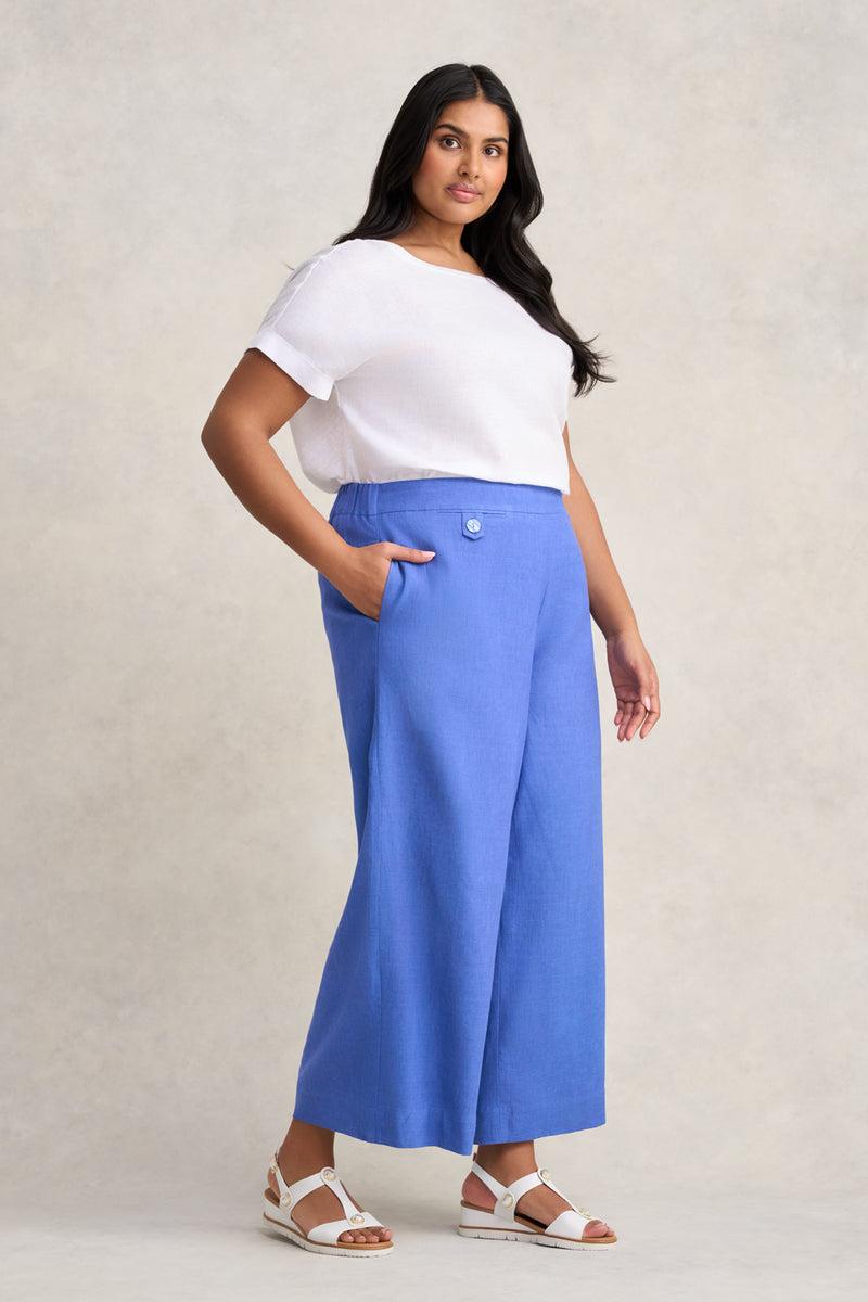 Pocket Detail Wide Leg Pant - Cobalt Cross Dye