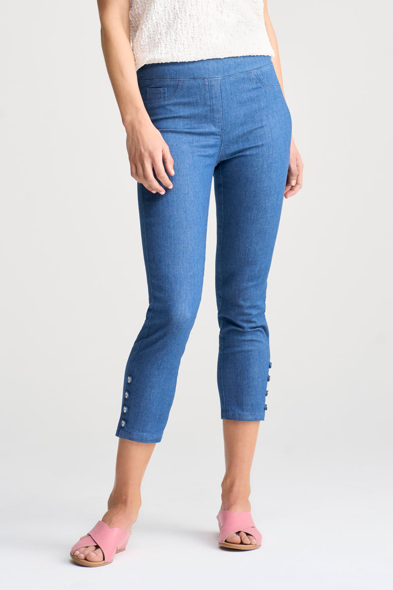 Bengajean Ankle Length Button Detail - Ultramarine