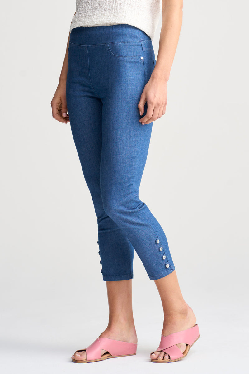 Bengajean Ankle Length Button Detail - Ultramarine