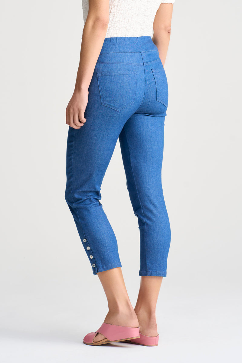 Bengajean Ankle Length Button Detail - Ultramarine