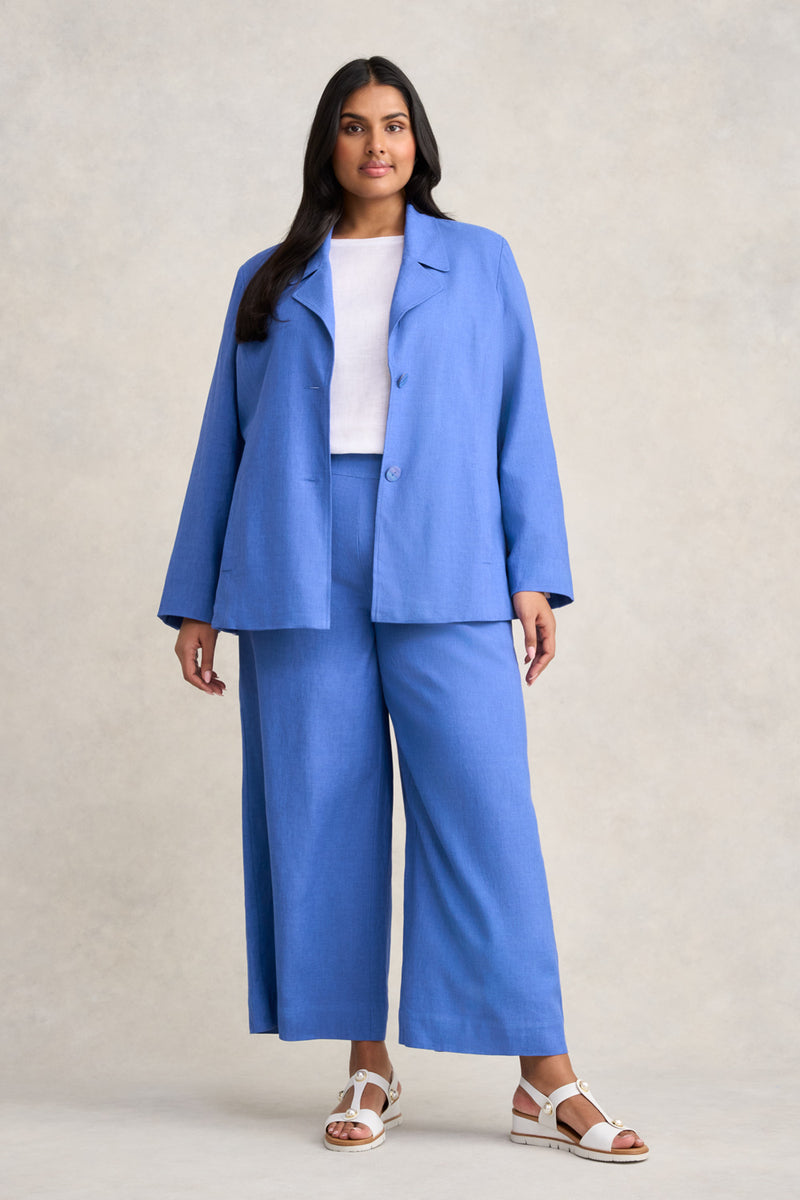 Linen Jacket - Cobalt Cross Dye