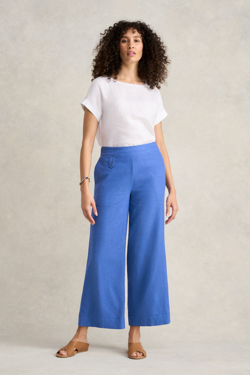Pocket Detail Wide Leg Pant - Cobalt Cross Dye