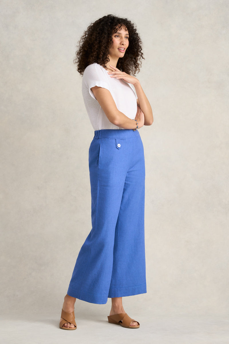 Pocket Detail Wide Leg Pant - Cobalt Cross Dye