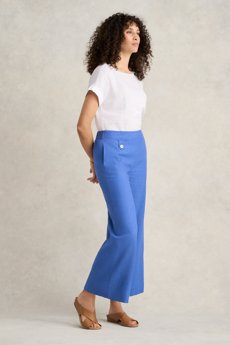 Pocket Detail Wide Leg Pant - Cobalt Cross Dye