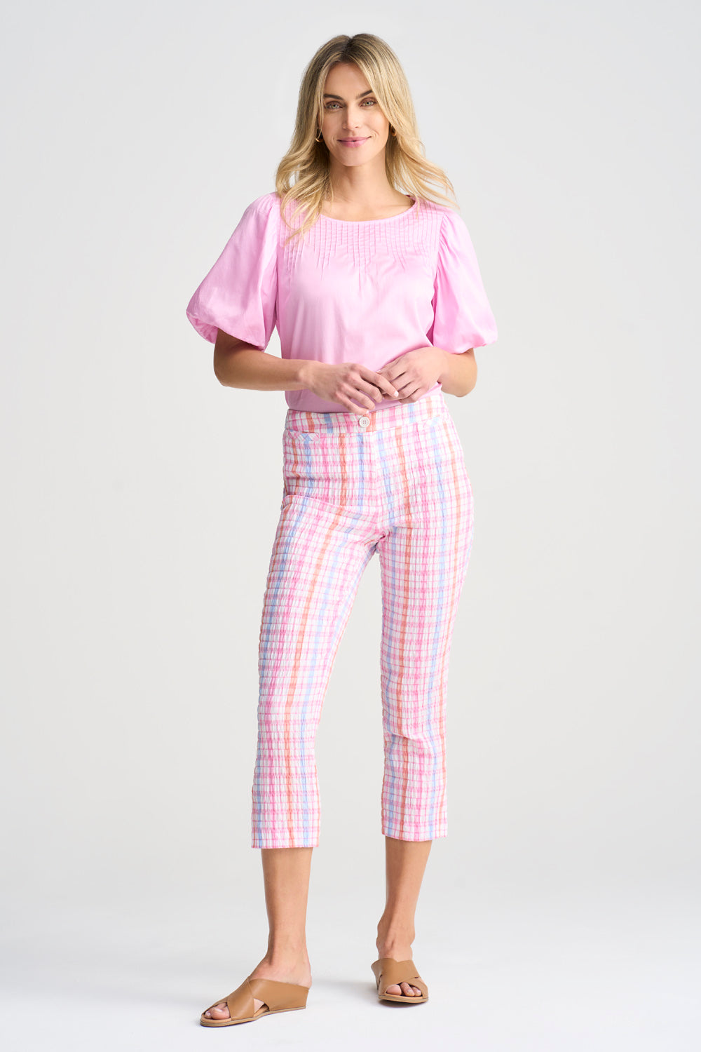 Gingham print store pants