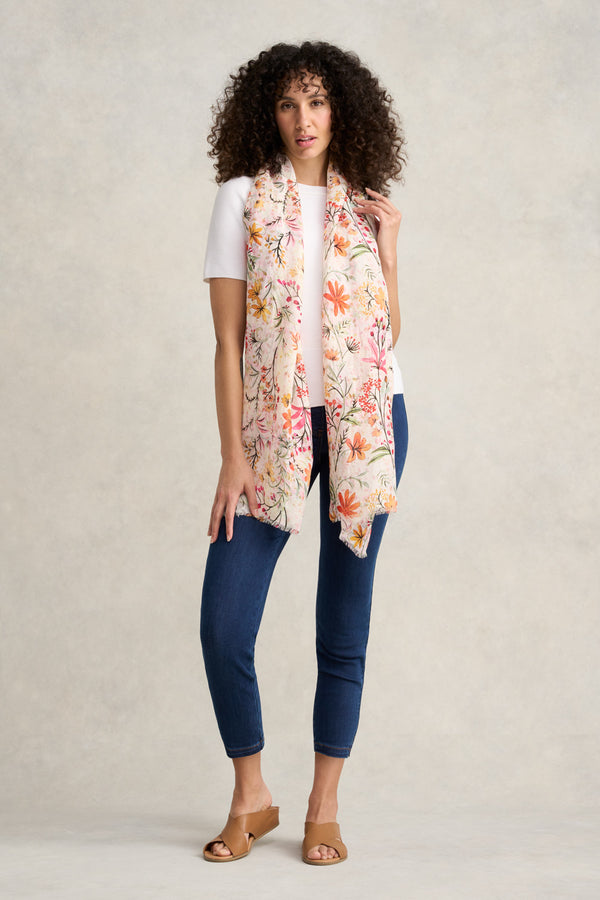 Spring Floral Linen Scarf