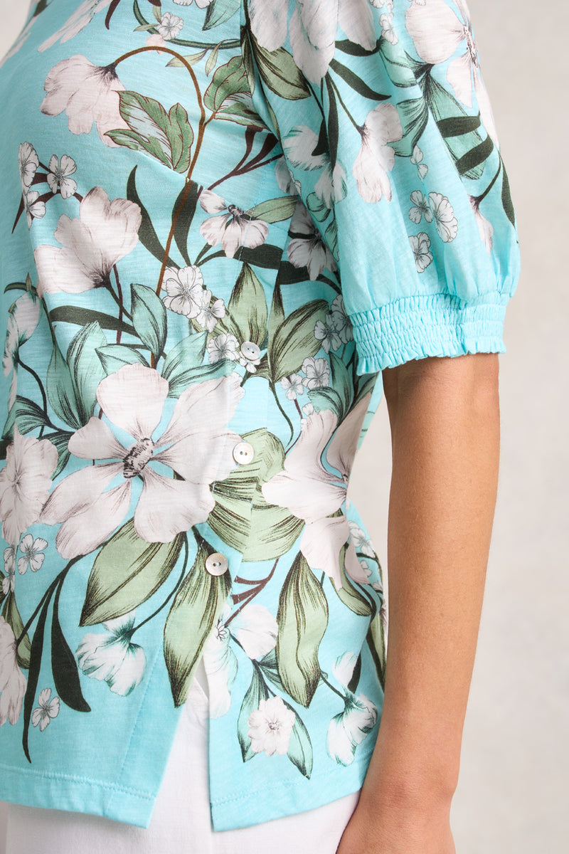 Printed Button Detail T-Shirt – Placement Print