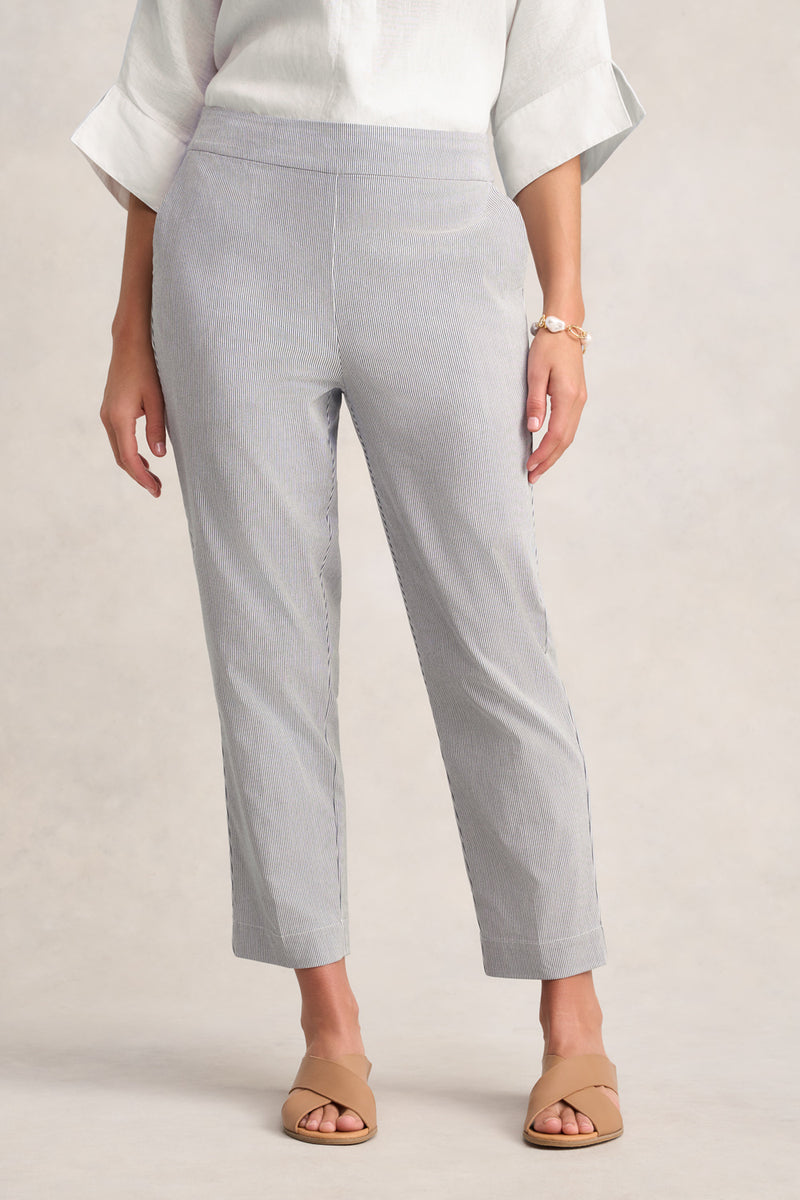 Tapered Leg 7/8 Pant – Slate White Stripe