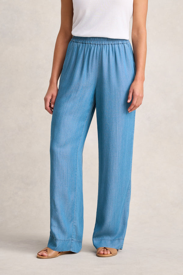 Wide Leg Full Length Pant – Denim Chambray