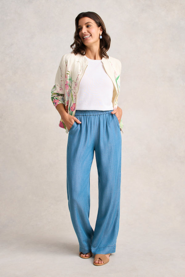 Wide Leg Full Length Pant – Denim Chambray