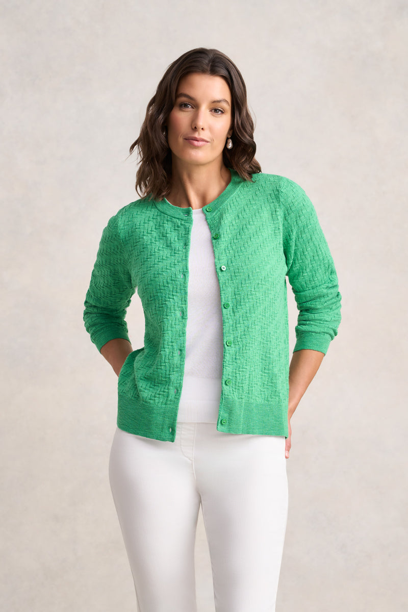 Textured Knit Cardigan – Emerald