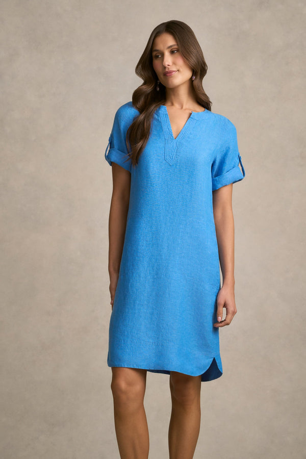 Stitch Detail Linen Dress - Chambray