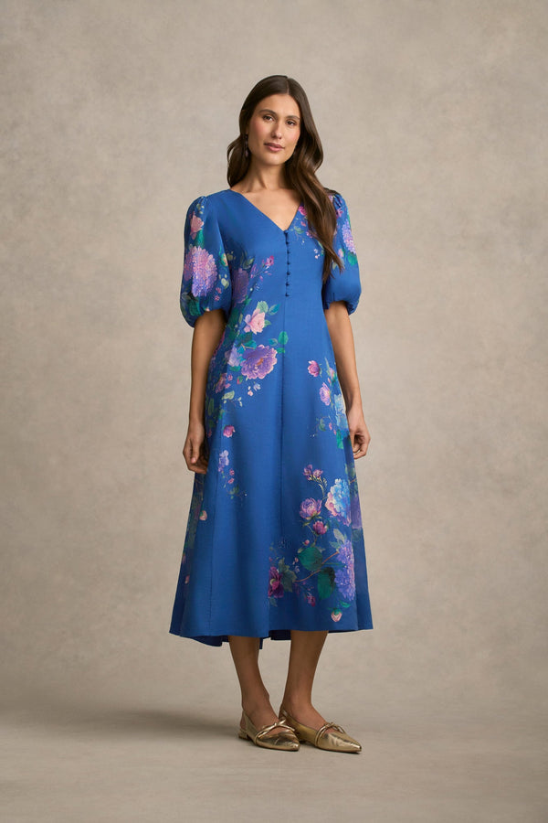 Border Print Dress - Blooms Border Print