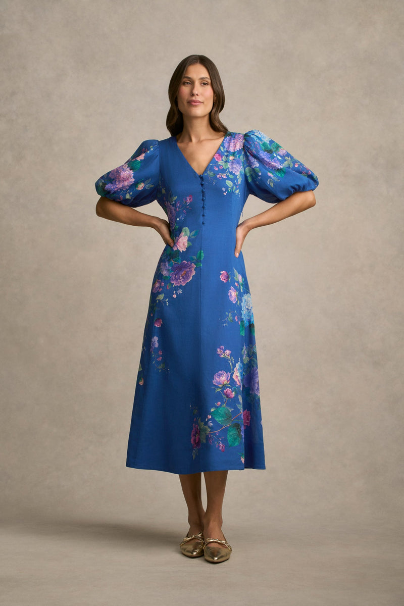 Border Print Dress - Blooms Border Print