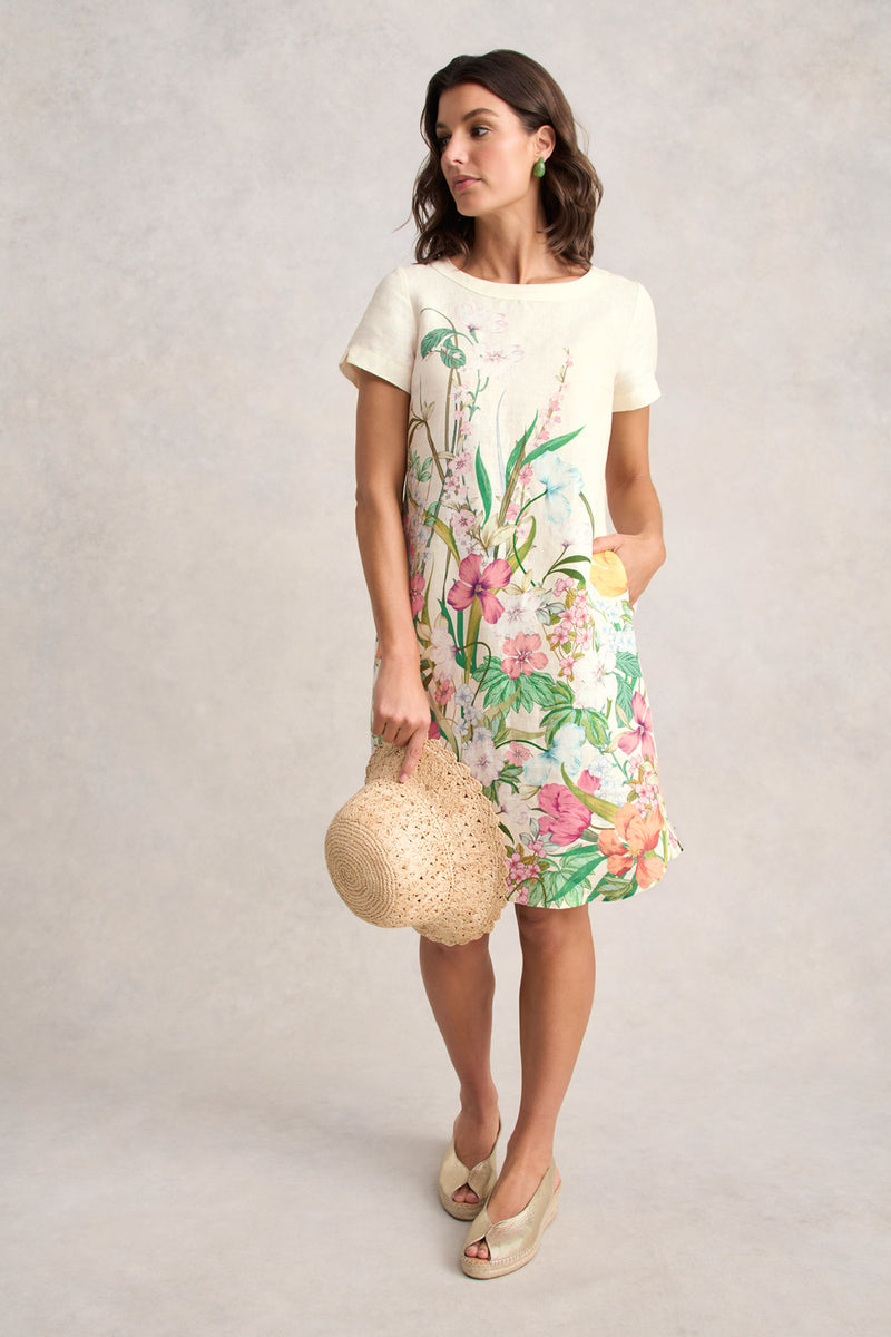 Printed French Linen Dress – Botanical Print