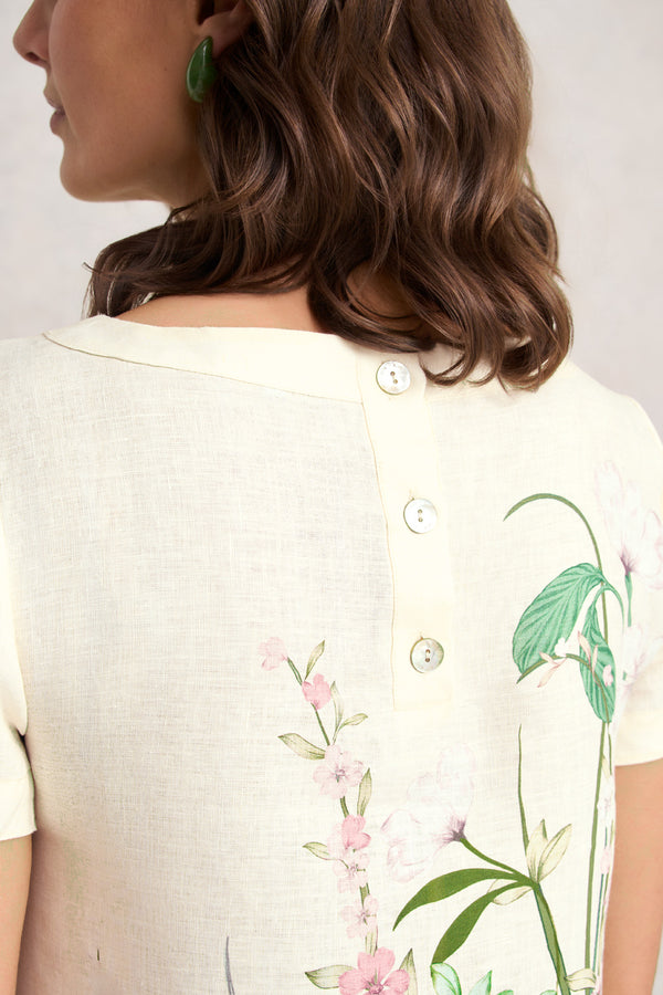 Printed French Linen Dress – Botanical Print