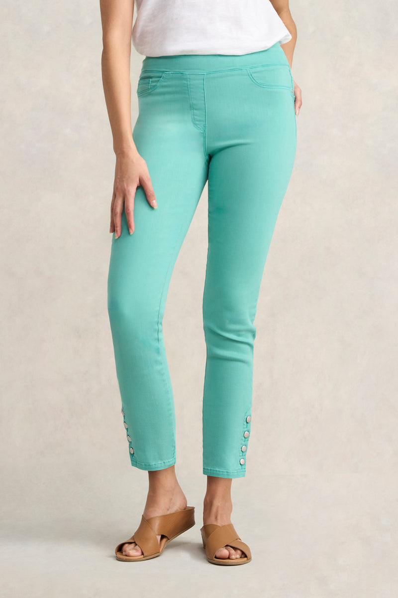 Bengajean Ankle Length Button Detail - Mint