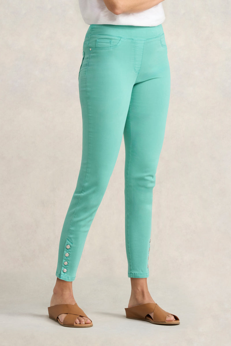 Bengajean Ankle Length Button Detail - Mint