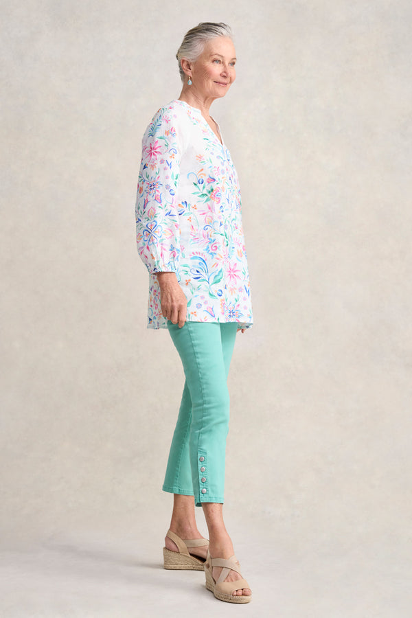 Border Print French Linen Tunic