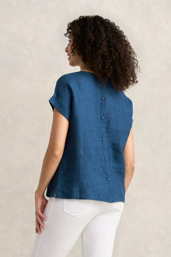 Linen Button Back Top