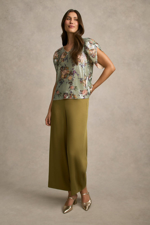 Wide Leg 7/8 Pant - Bronze