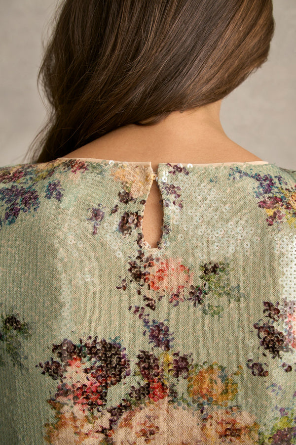 Printed Sequin Dress - Vintage Floral Print
