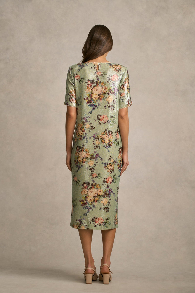 Printed Sequin Dress - Vintage Floral Print