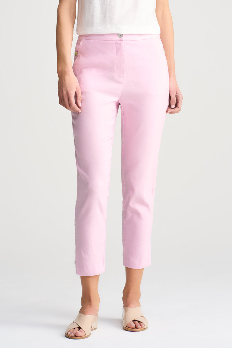 Tab Detail Linen Pant - Pink Lilac