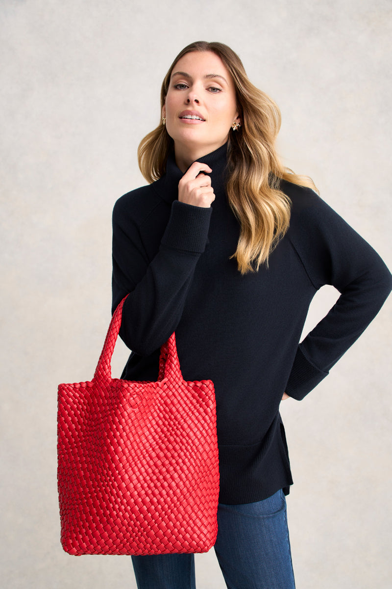Kira Woven Tote - Rouge