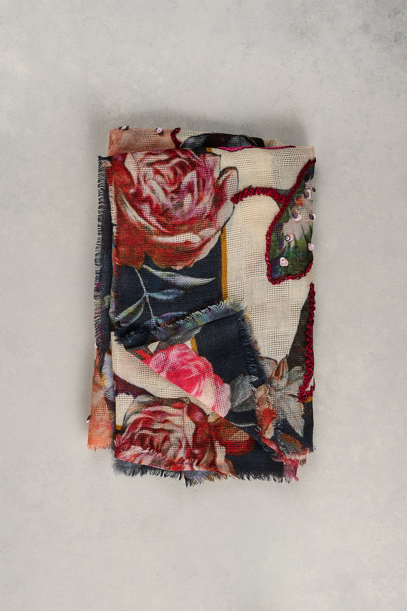 Bold Winter Bloom Scarf - Multicolour