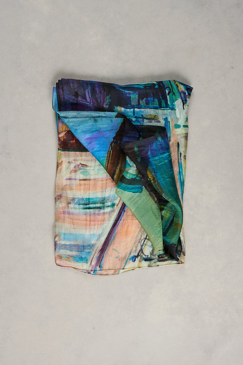 Parisian Street Scape Silk Scarf - Multicolour