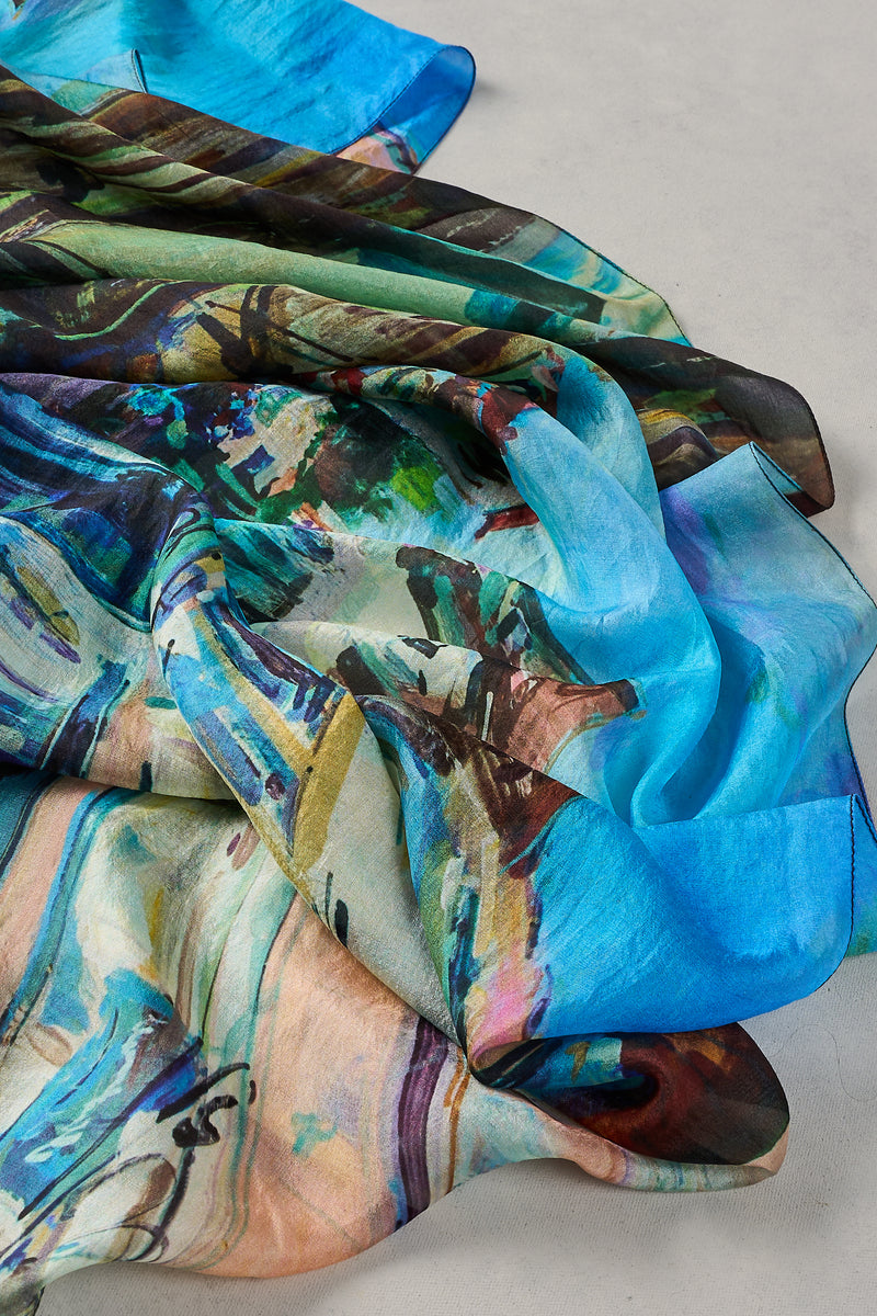 Parisian Street Scape Silk Scarf - Multicolour