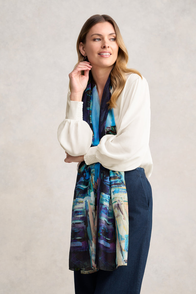 Parisian Street Scape Silk Scarf - Multicolour