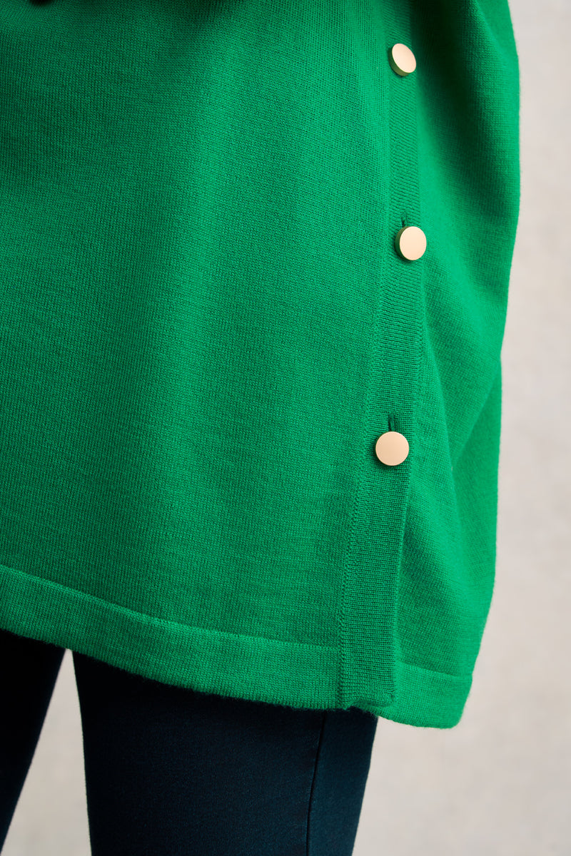 Button Merino Wrap - Emerald