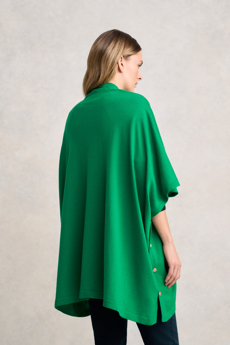 Button Merino Wrap - Emerald