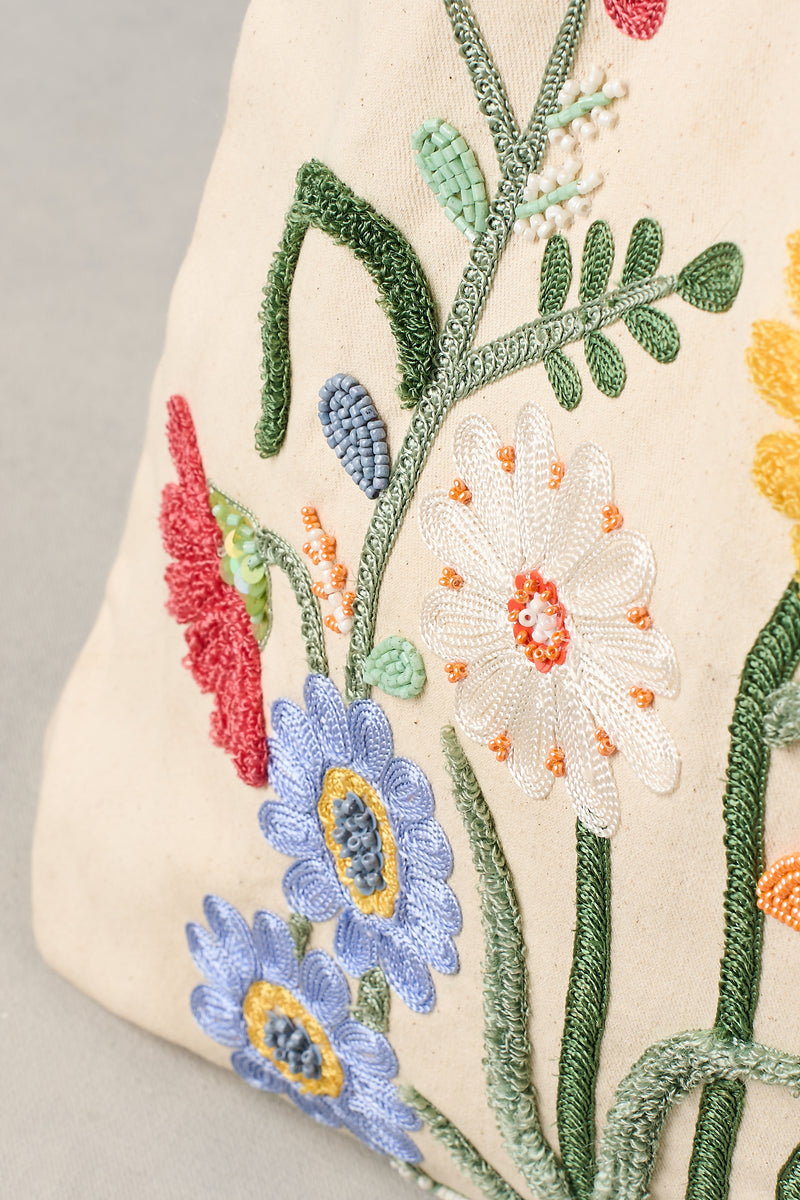 Floral Beaded Tote - Multicolour