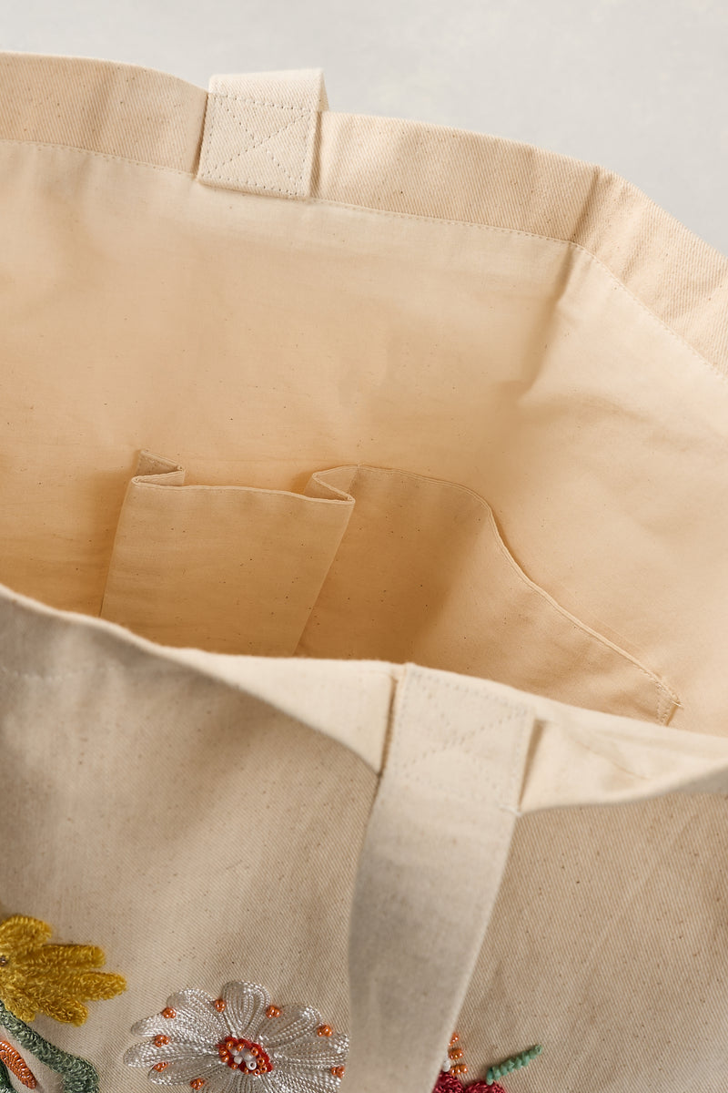 Floral Beaded Tote - Multicolour