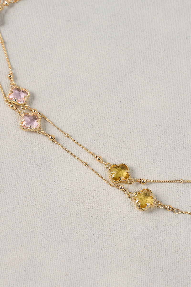 Coloured Clover Necklace - Multicolour