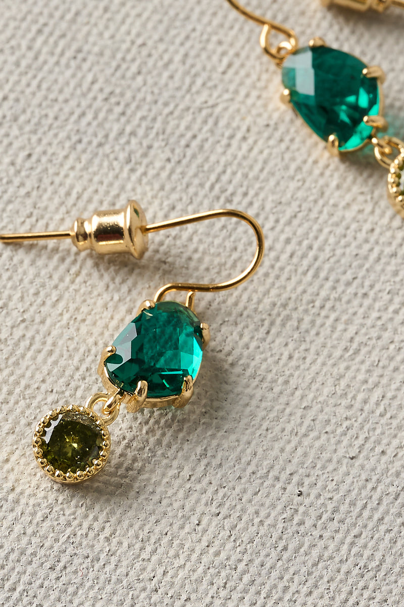 Two Tone Droplet Earrings - Emerald