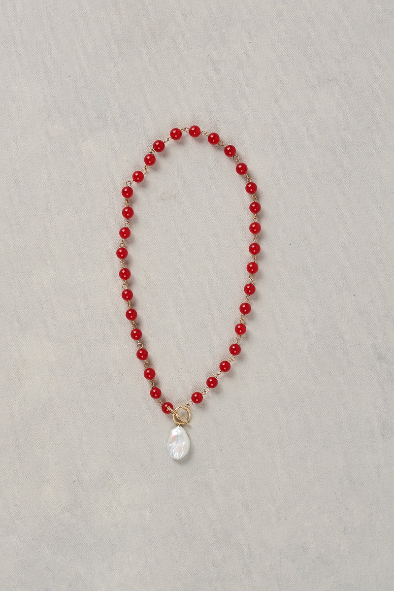 Pearl Pendant Necklace - Rouge