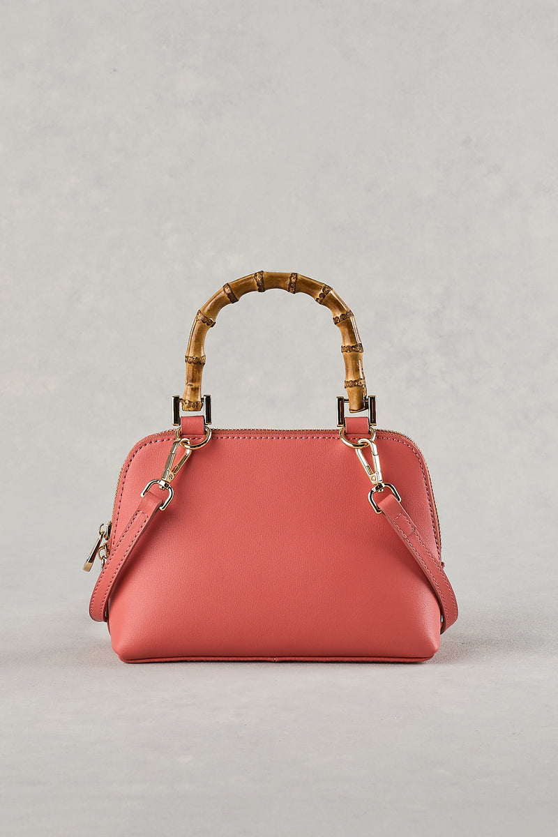 Bamboo Handle Handbag - Blush