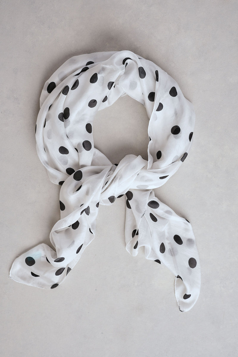 Polka Dot Scarf – Cream & Black